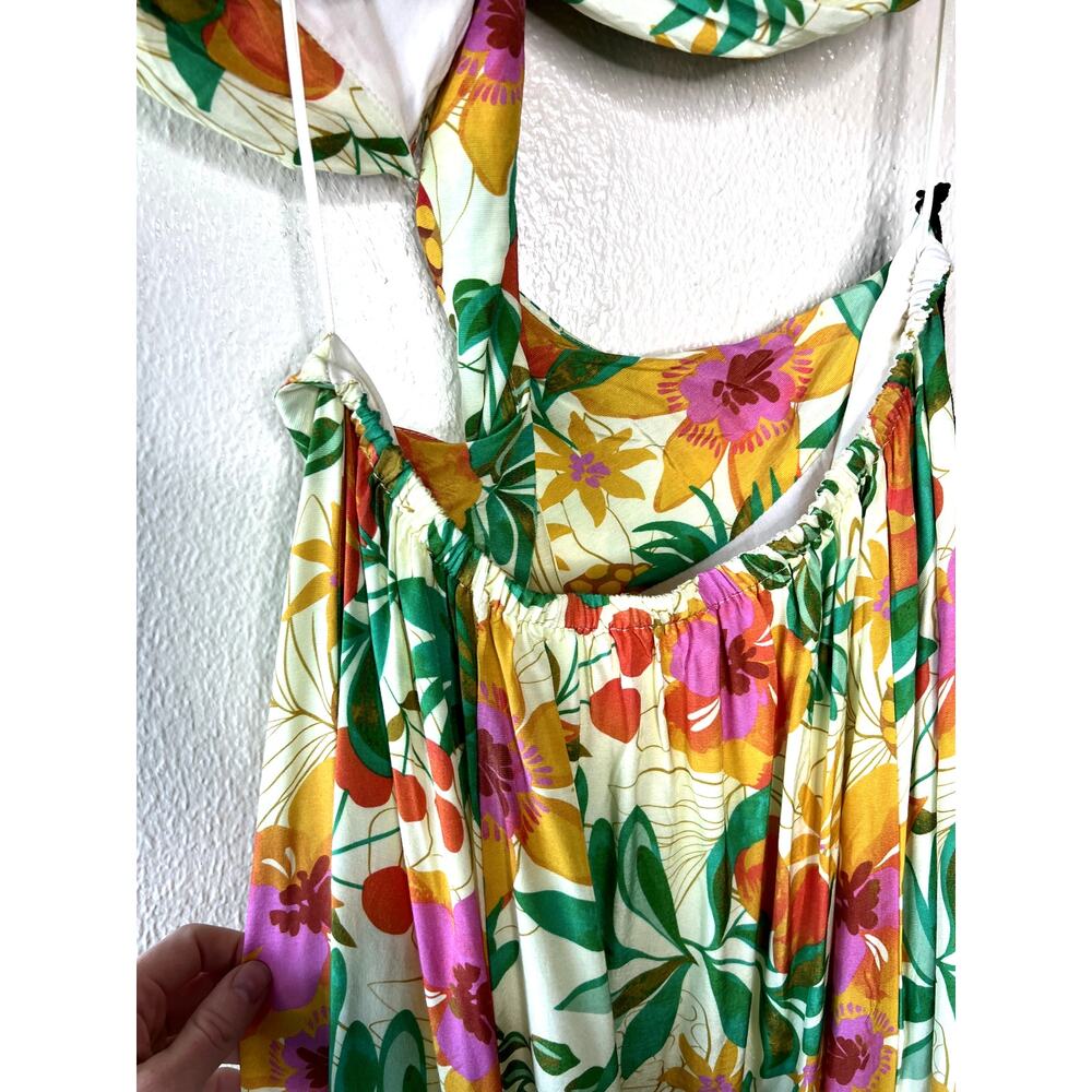 ASTR The Label Mezcal Maxi Dress One Shoulder Orange Green Floral NEW LARGE - Picture 8 of 10